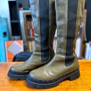 Tall Chelsea Style Boots in Army Green Size 10
